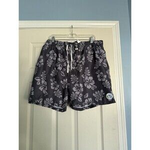 SpicyTuna Men’s Big and Tall Swim Trunks 4XL Hawaiian Flowers Charcoal